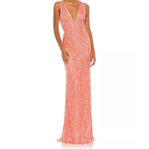 Mac Duggal coral evening gown